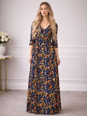 Anthropologie Everly Colorful Watercolor Floral Print Maxi Dress